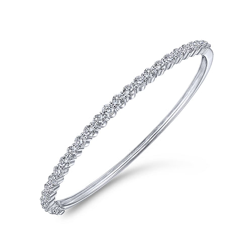 14K White Gold Diamond Bangle