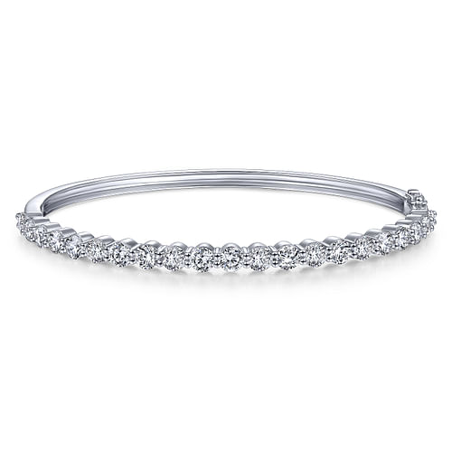 14K White Gold Diamond Bangle