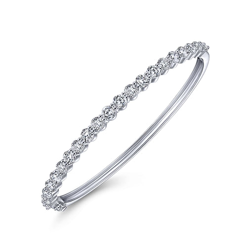 14K White Gold Diamond Bangle