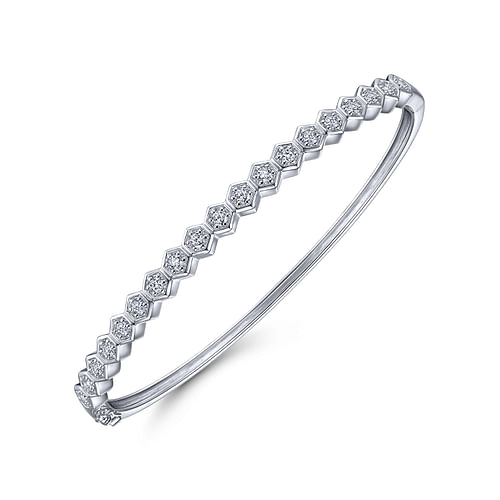 14K White Gold Diamond Bangle