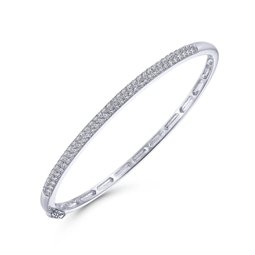 14K White Gold Diamond Bangle