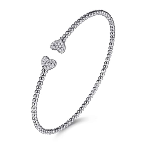 14K White Gold Diamond Bangle