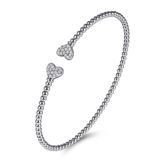 14K White Gold Diamond Bangle angle 2