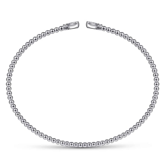 14K White Gold Diamond Bangle angle 3