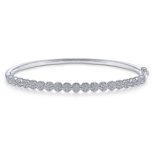 14K White Gold Diamond Bangle