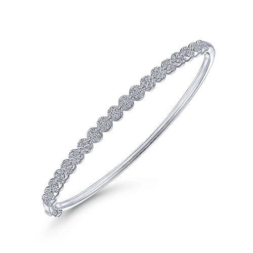 14K White Gold Diamond Bangle