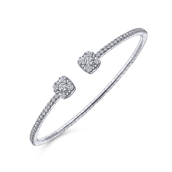 14K White Gold Diamond Bangle angle 2