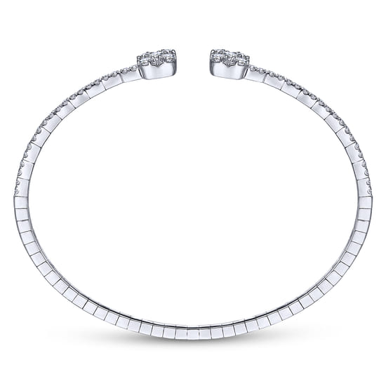 14K White Gold Diamond Bangle angle 3