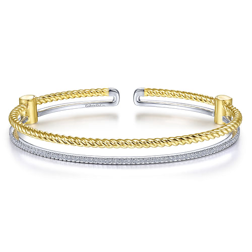 14K White Gold Diamond Bangle