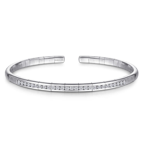 14K White Gold Diamond Bangle