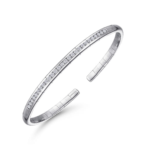 14K White Gold Diamond Bangle