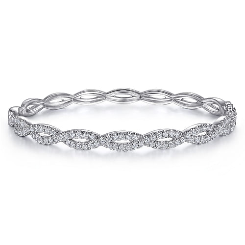 14K White Gold Diamond Bangle