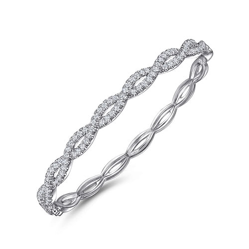 14K White Gold Diamond Bangle