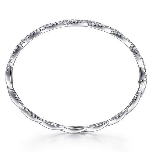 14K White Gold Diamond Bangle