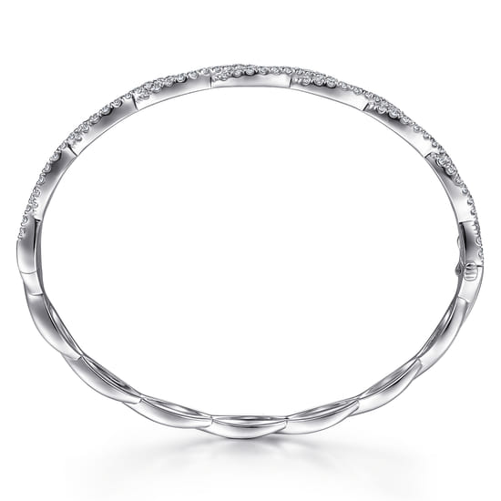 14K White Gold Diamond Bangle angle 3