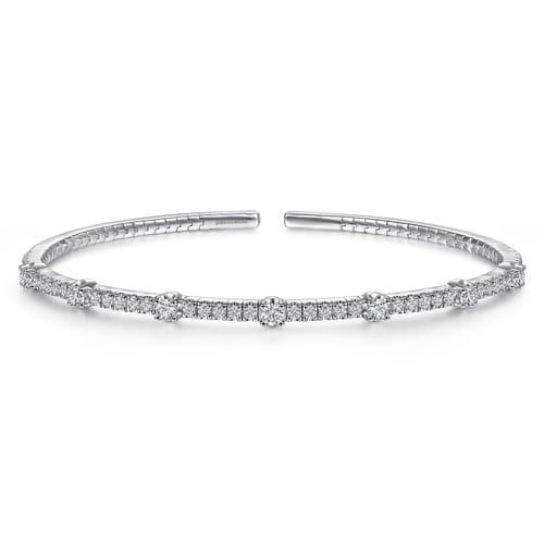 14K White Gold Diamond Bangle