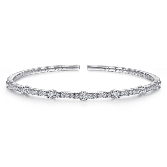 14K White Gold Diamond Bangle