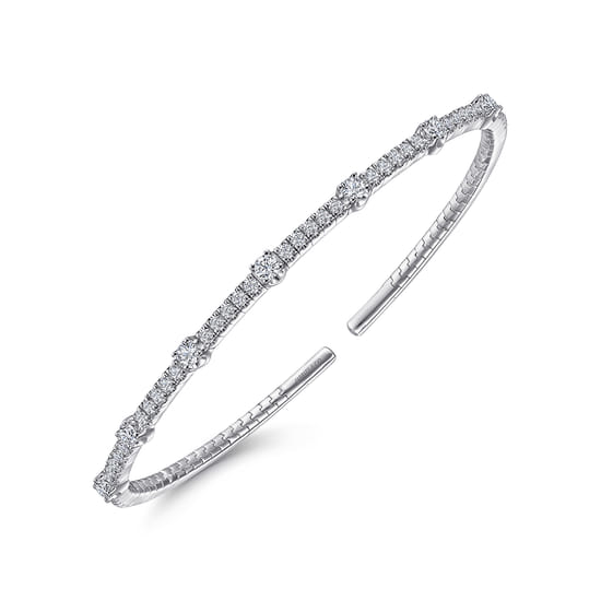 14K White Gold Diamond Bangle angle 2