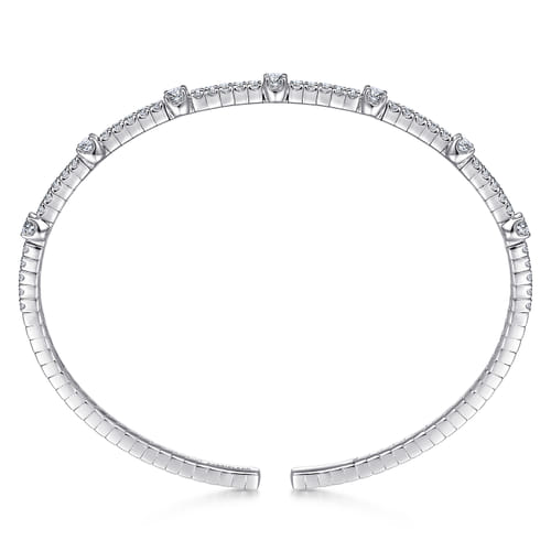 14K White Gold Diamond Bangle
