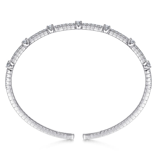 14K White Gold Diamond Bangle angle 3