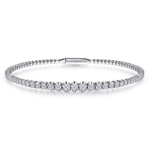 14K White Gold Diamond Bangle