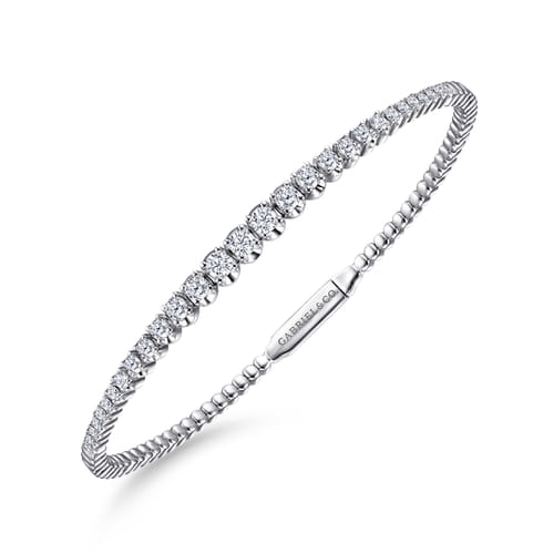 14K White Gold Diamond Bangle