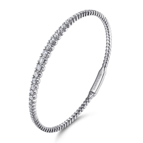 14K White Gold Diamond Bangle