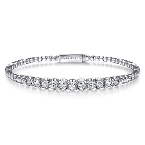 14K White Gold Diamond Bangle
