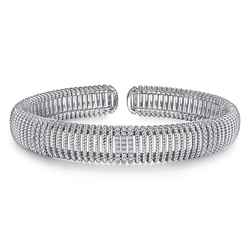 14K White Gold Diamond Bangle