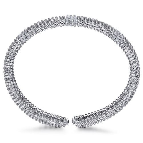 14K White Gold Diamond Bangle