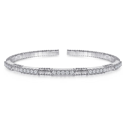14K White Gold Diamond Bangle