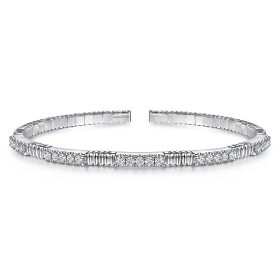 14K White Gold Diamond Bangle
