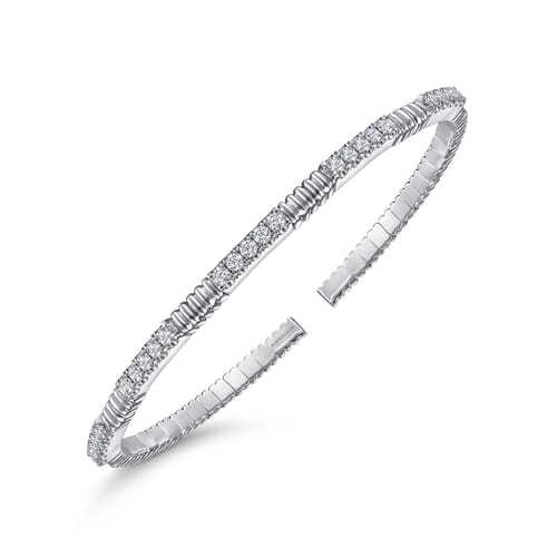 14K White Gold Diamond Bangle