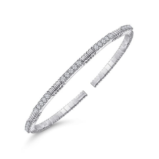 14K White Gold Diamond Bangle angle 2