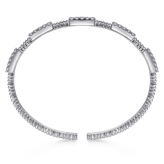 14K White Gold Diamond Bangle angle 3