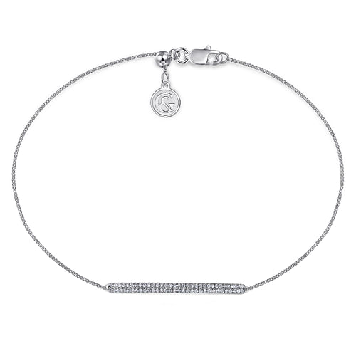 14K White Gold Diamond Bar Chain Bracelet