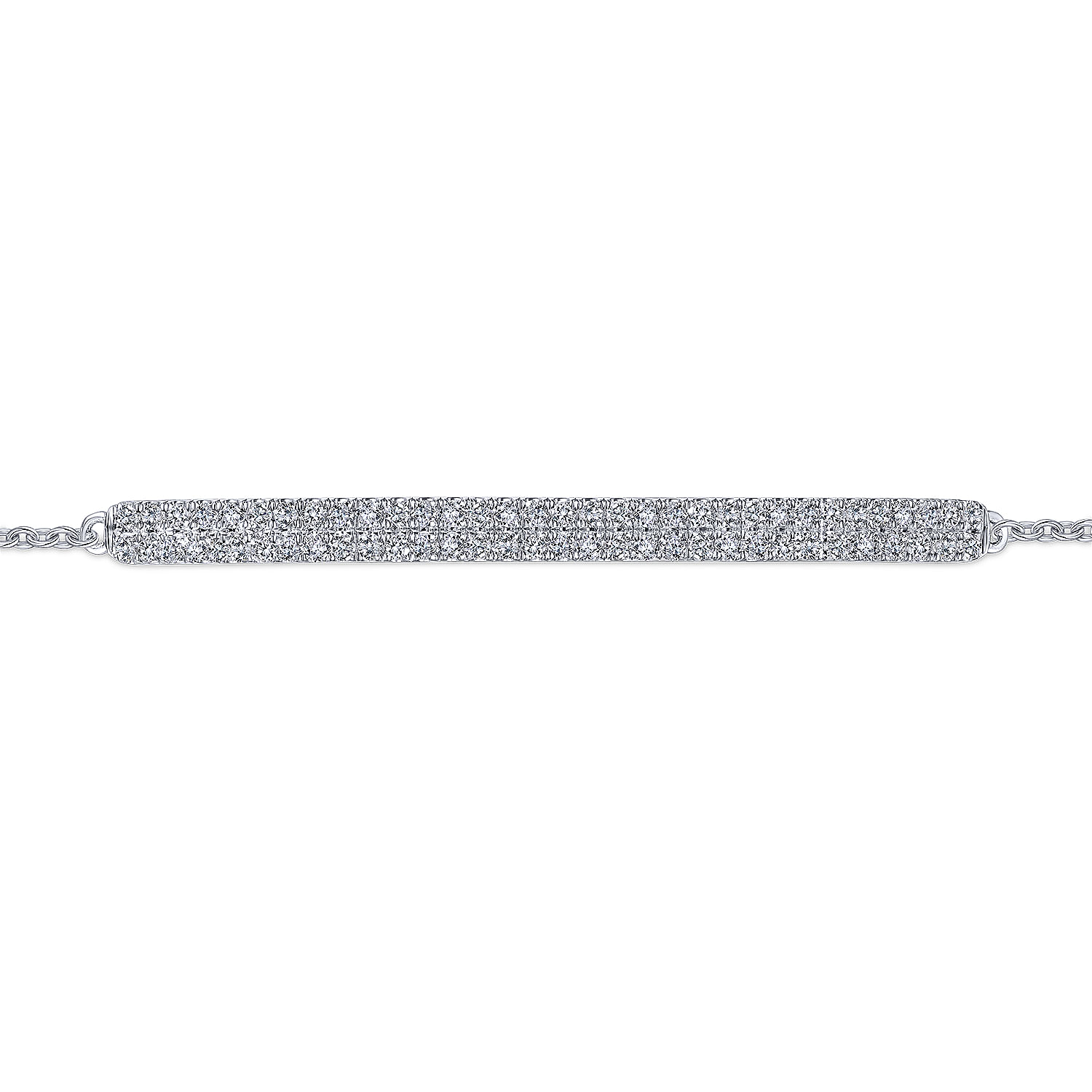 14K White Gold Diamond Bar Chain Bracelet