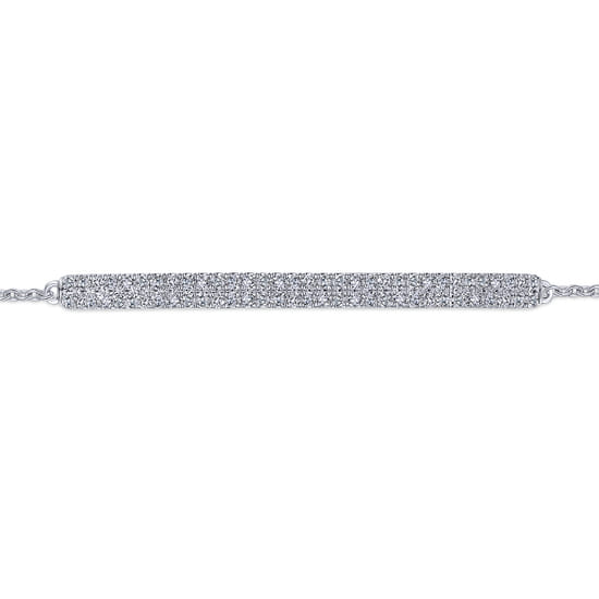 14K White Gold Diamond Bar Chain Bracelet angle 2