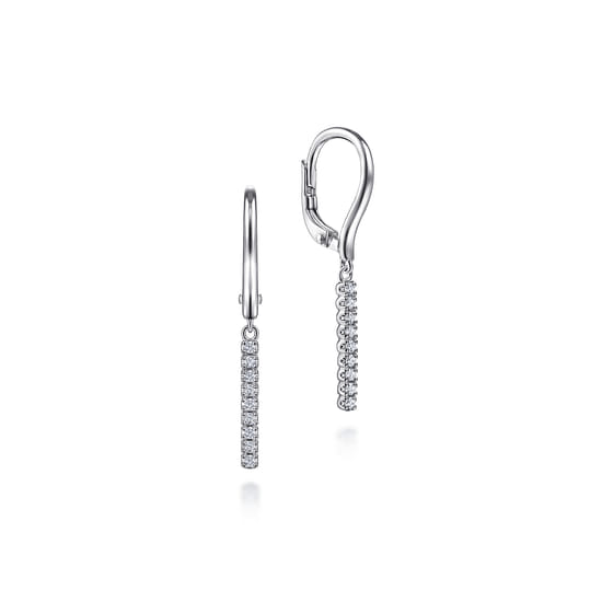 14K White Gold Diamond Bar Drop Leverback Earrings 14K White Gold Diamond Bar Drop Leverback Earrings