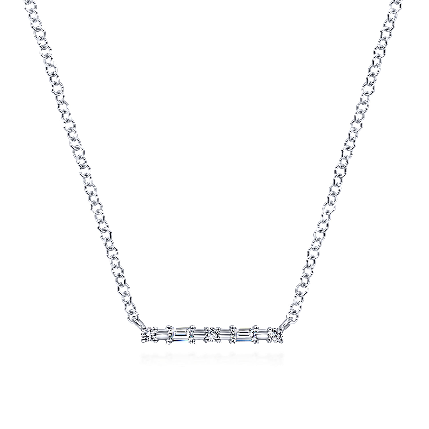 Gabriel - 14K White Gold Diamond Bar Necklace