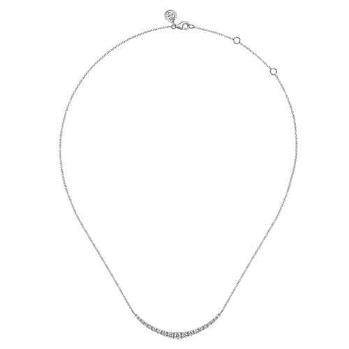 14K White Gold Diamond Bar Necklace