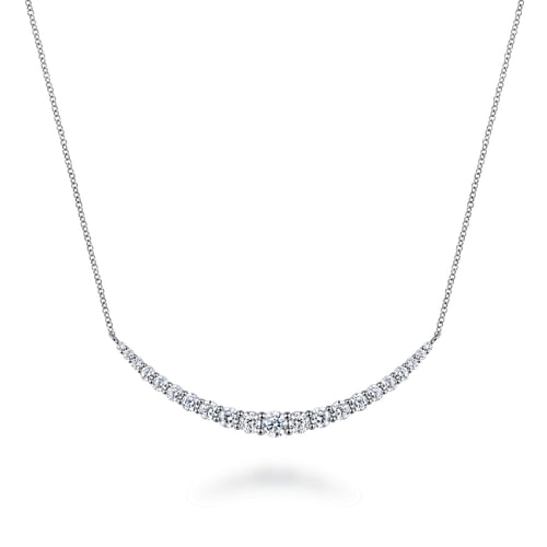 14K White Gold Diamond Bar Necklace