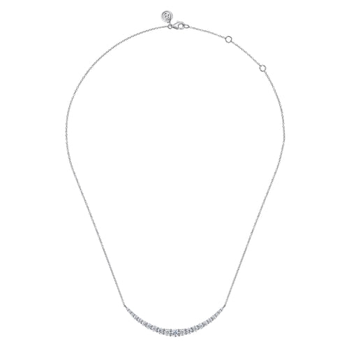 14K White Gold Diamond Bar Necklace