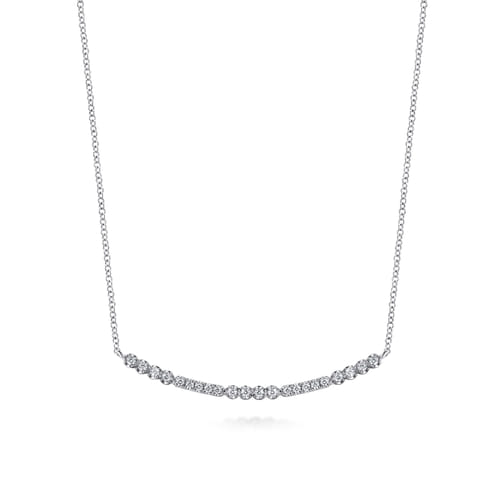 14K White Gold Diamond Bar Necklace
