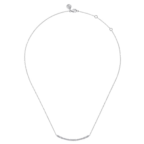 14K White Gold Diamond Bar Necklace
