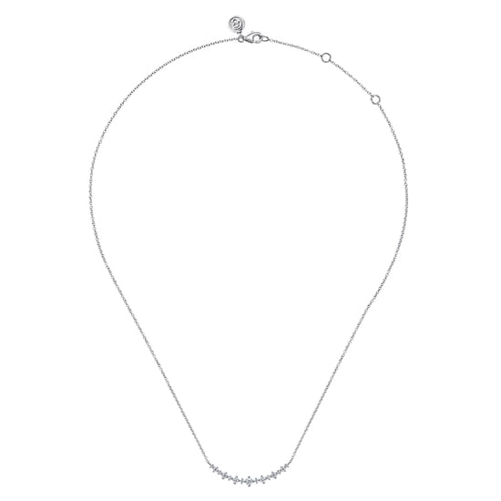 14K White Gold Diamond Bar Necklace angle 2