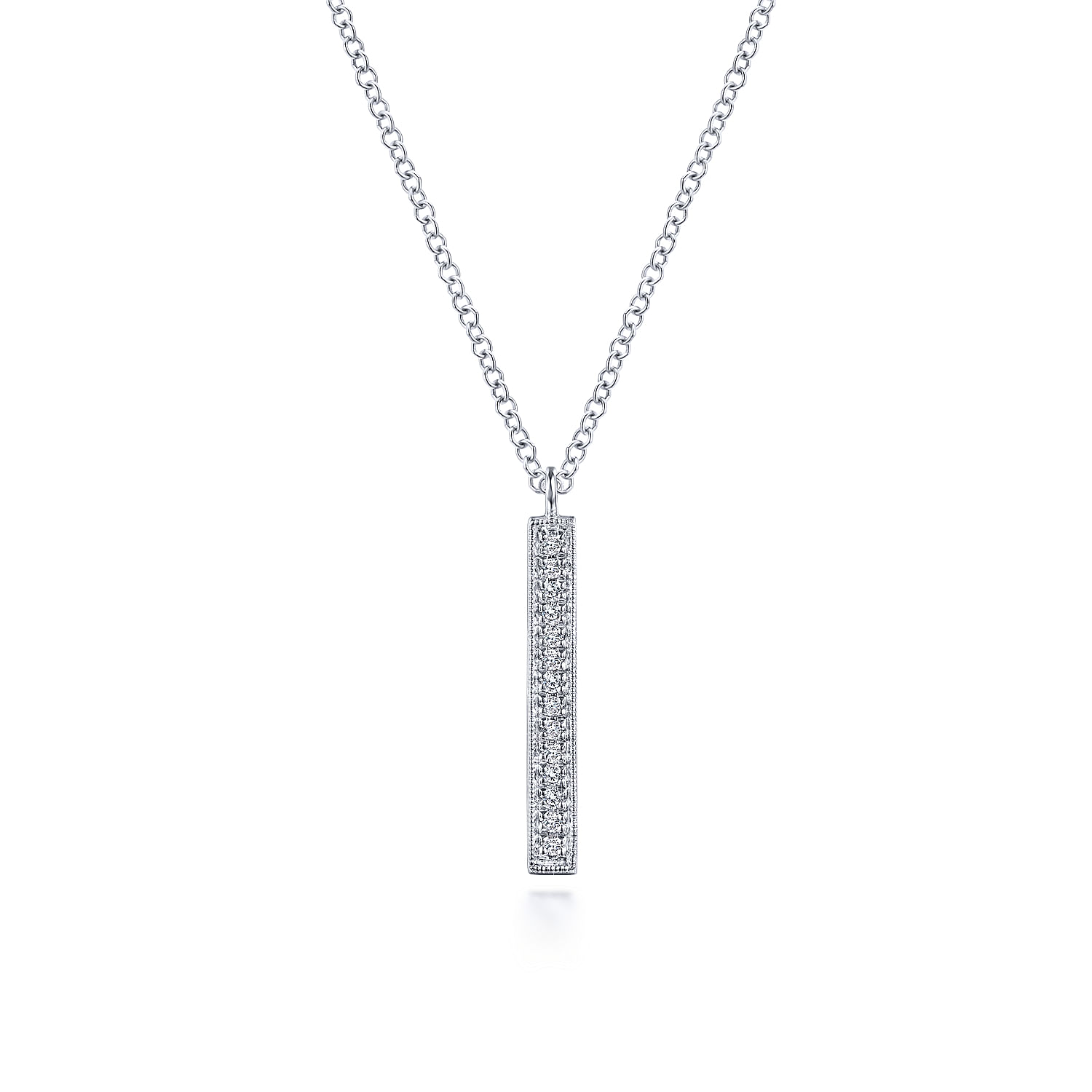 Gabriel - 14K White Gold Diamond Bar Pendant Necklace