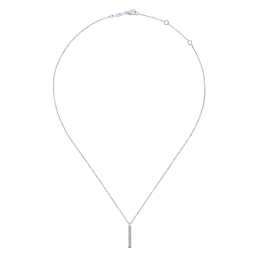 14K White Gold Diamond Bar Pendant Necklace
