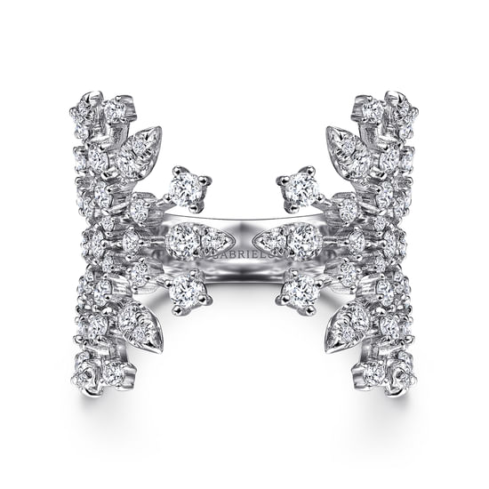 Gabriel - 14K White Gold Diamond Branch Open Fan Ring
