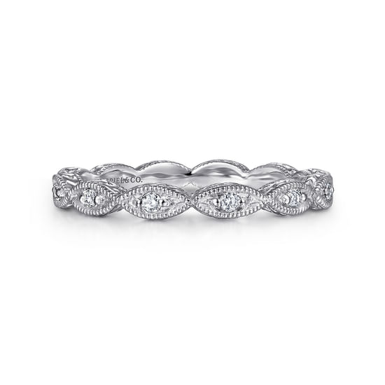 Gabriel - 14K White Gold Diamond Bujukan Marquise Station Ring